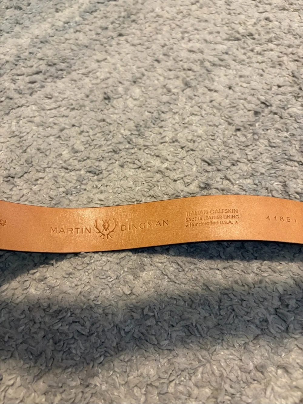 Martin Dingman Mens Brown Leather Belt Size 42 Italian Calfskin USA Made 41851